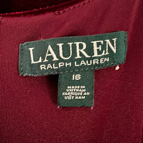 Lauren Ralph Lauren Velvet Dress Red Women's Plus Size 16 - Picture 7 of 9